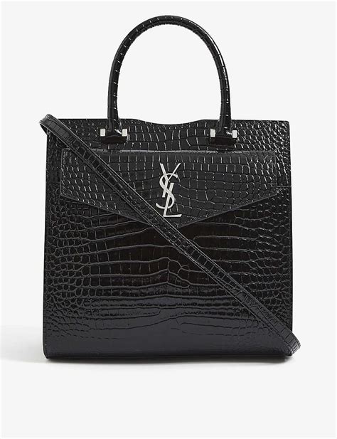 crocodile ysl bag|crocodile embossed tote bag.